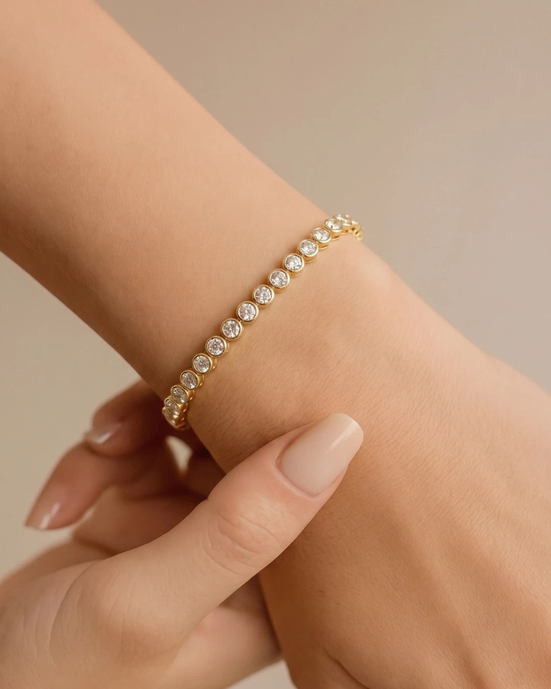 Lab-grown diamond bracelet worn on a wrist
