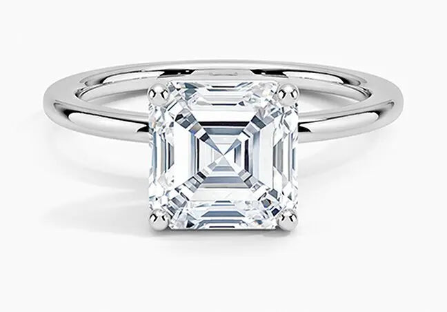 Asscher lab-grown diamond engagement ring