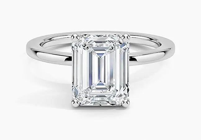 Emerald lab-grown diamond engagement ring