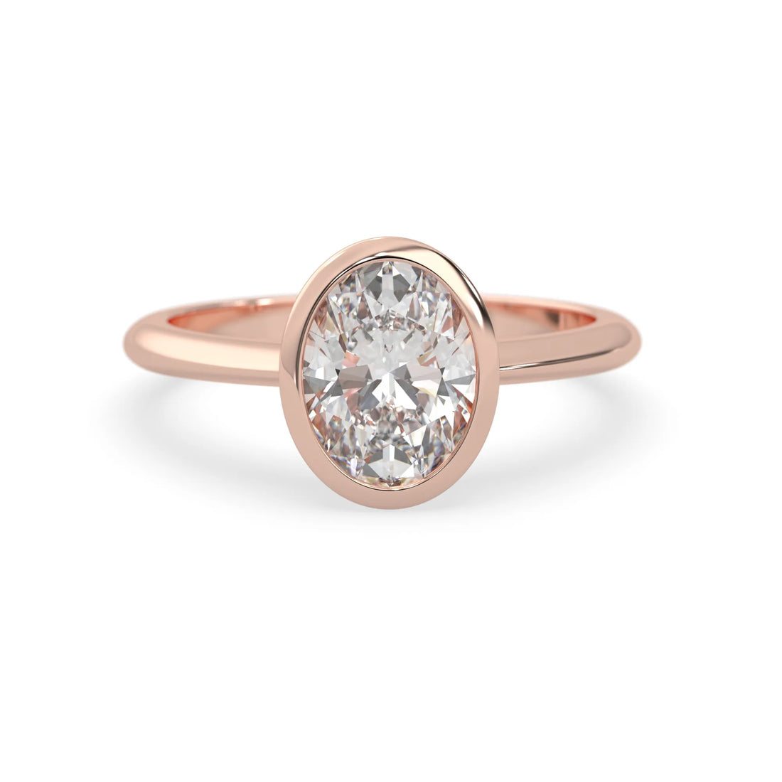 OctaPearl 1.5 ct Bezel Set Oval Cut Lab Grown Diamond Solitaire Engagement Ring