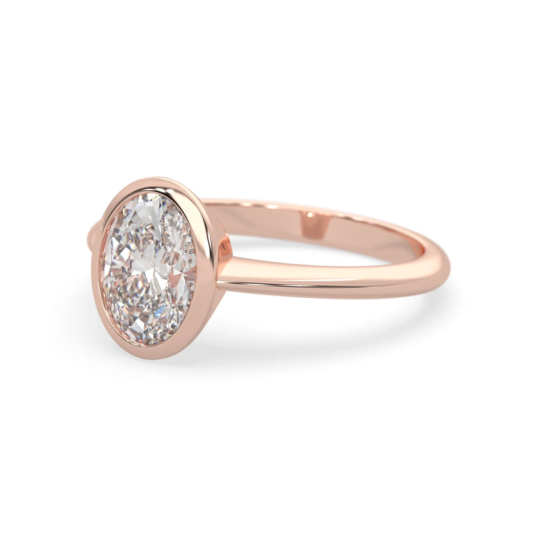 OctaPearl 1.5 ct Bezel Set Oval Cut Lab Grown Diamond Solitaire Engagement Ring