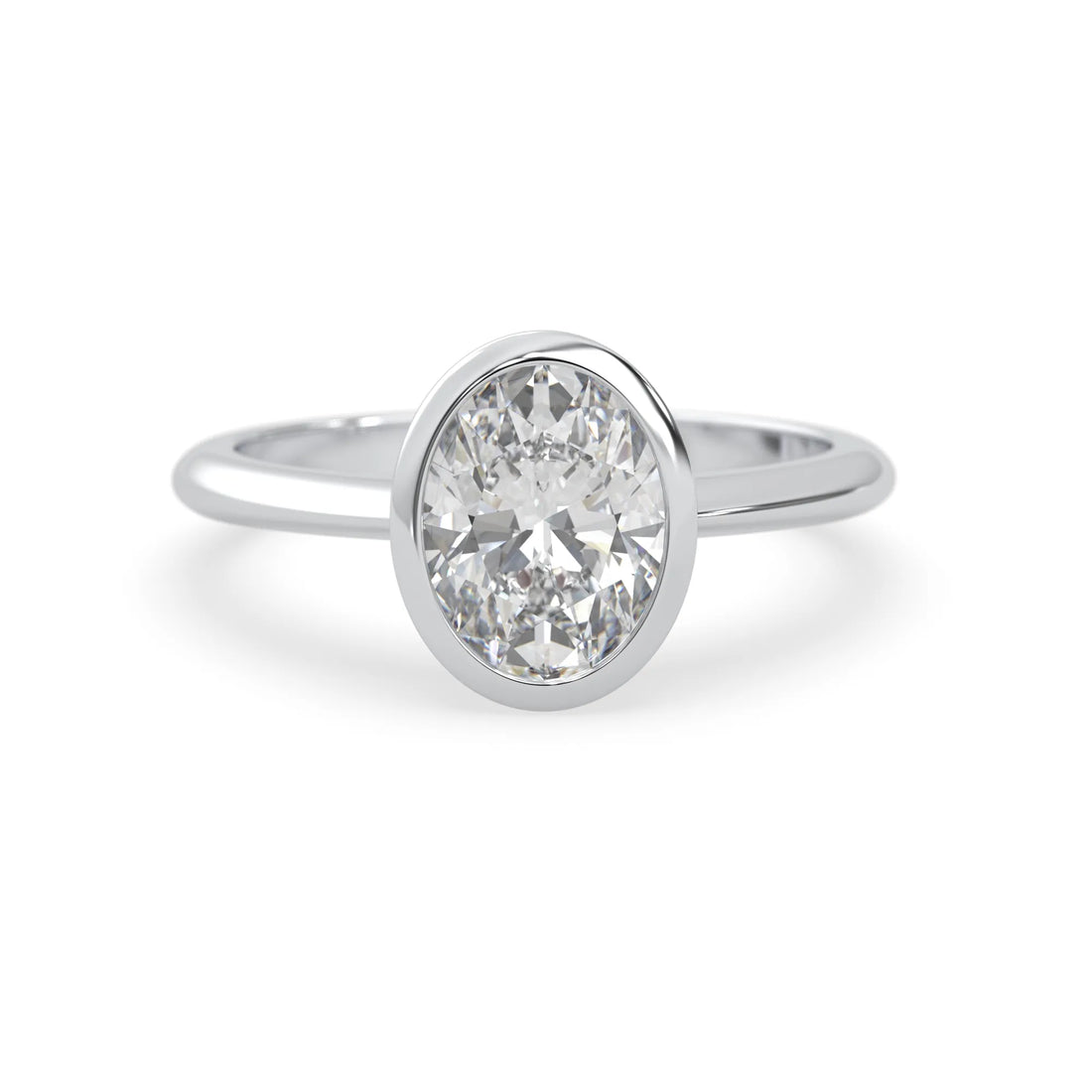 OctaPearl 1.5 ct Bezel Set Oval Cut Lab Grown Diamond Solitaire Engagement Ring