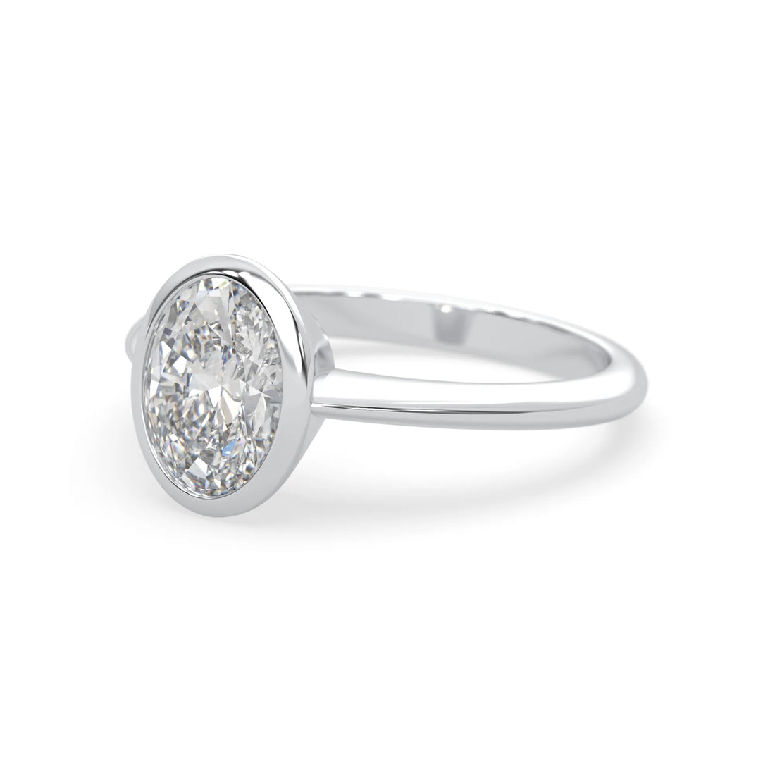 OctaPearl 1.5 ct Bezel Set Oval Cut Lab Grown Diamond Solitaire Engagement Ring