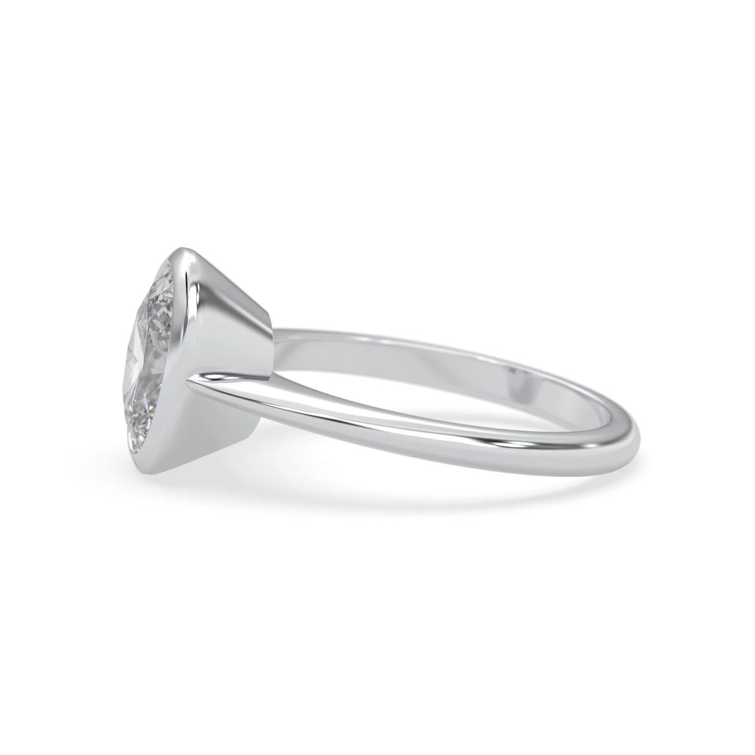 OctaPearl 1.5 ct Bezel Set Oval Cut Lab Grown Diamond Solitaire Engagement Ring
