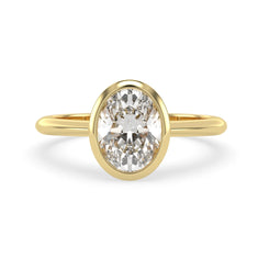 OctaPearl 1.5 ct Bezel Set Oval Cut Lab Grown Diamond Solitaire Engagement Ring