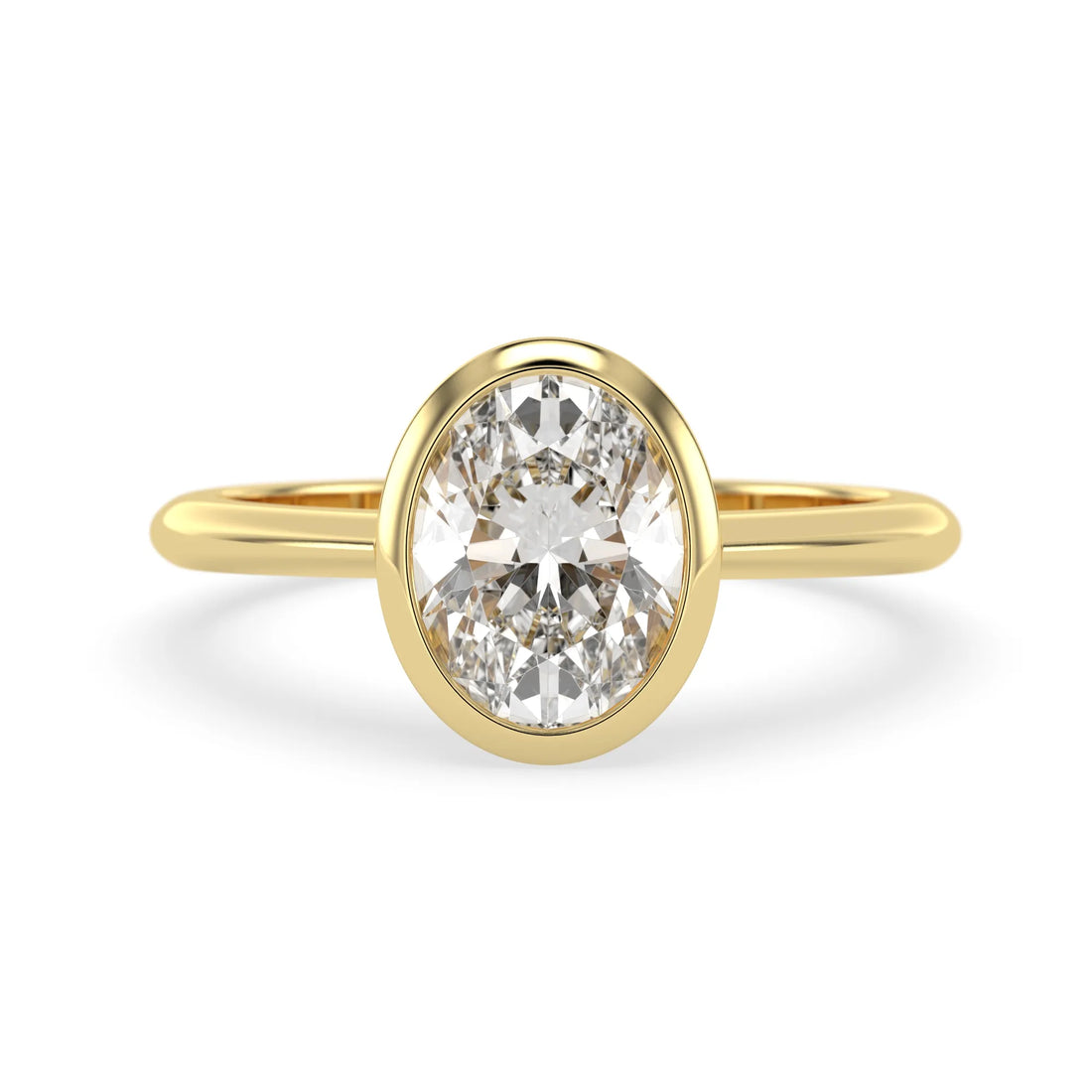 OctaPearl 1.5 ct Bezel Set Oval Cut Lab Grown Diamond Solitaire Engagement Ring
