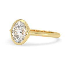 OctaPearl 1.5 ct Bezel Set Oval Cut Lab Grown Diamond Solitaire Engagement Ring - alternate view