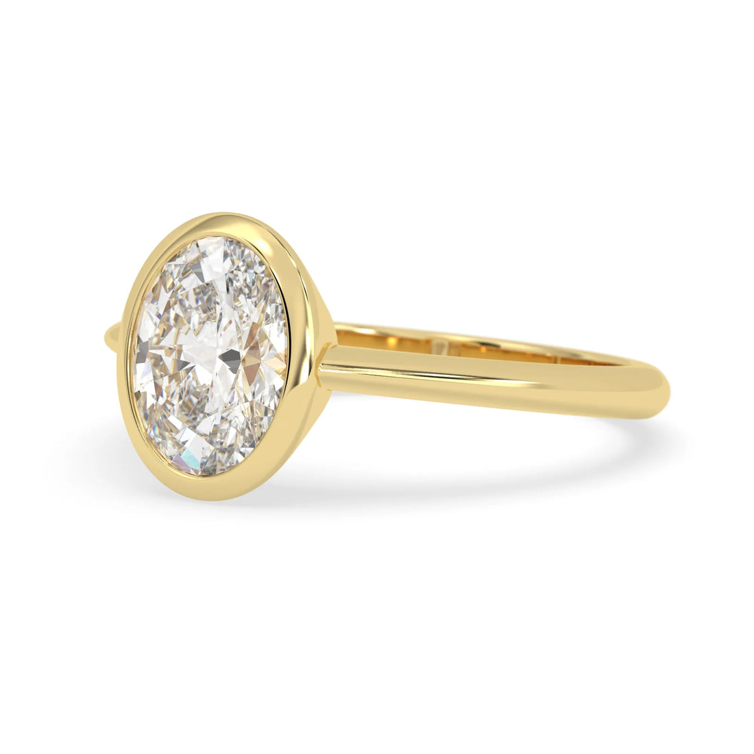 OctaPearl 1.5 ct Bezel Set Oval Cut Lab Grown Diamond Solitaire Engagement Ring