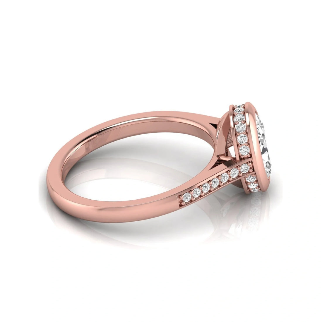 OctaPearl 1 ct Oval Bezel Solitaire Lab Grown Diamond Engagement Ring