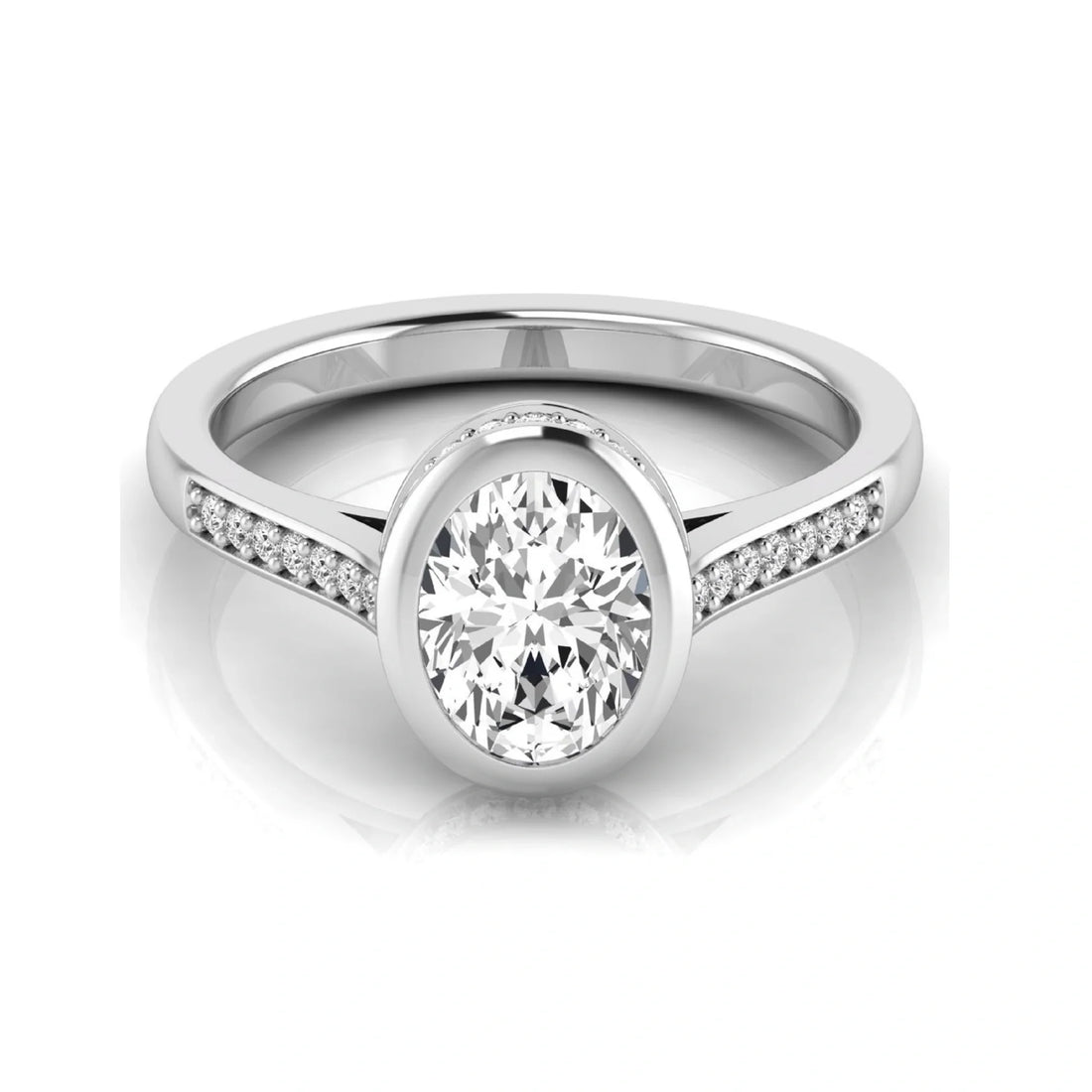 OctaPearl 1 ct Oval Bezel Solitaire Lab Grown Diamond Engagement Ring
