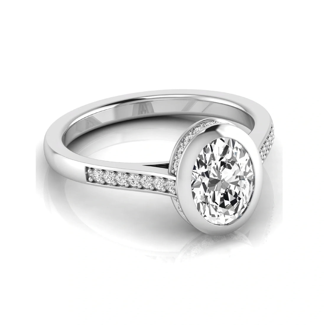 OctaPearl 1 ct Oval Bezel Solitaire Lab Grown Diamond Engagement Ring