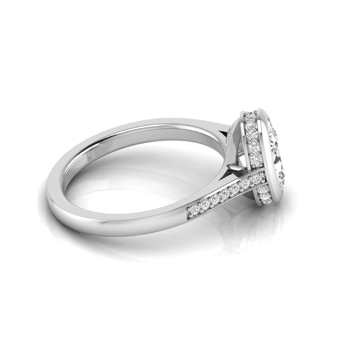 OctaPearl 1 ct Oval Bezel Solitaire Lab Grown Diamond Engagement Ring