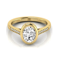 OctaPearl 1 ct Oval Bezel Solitaire Lab Grown Diamond Engagement Ring