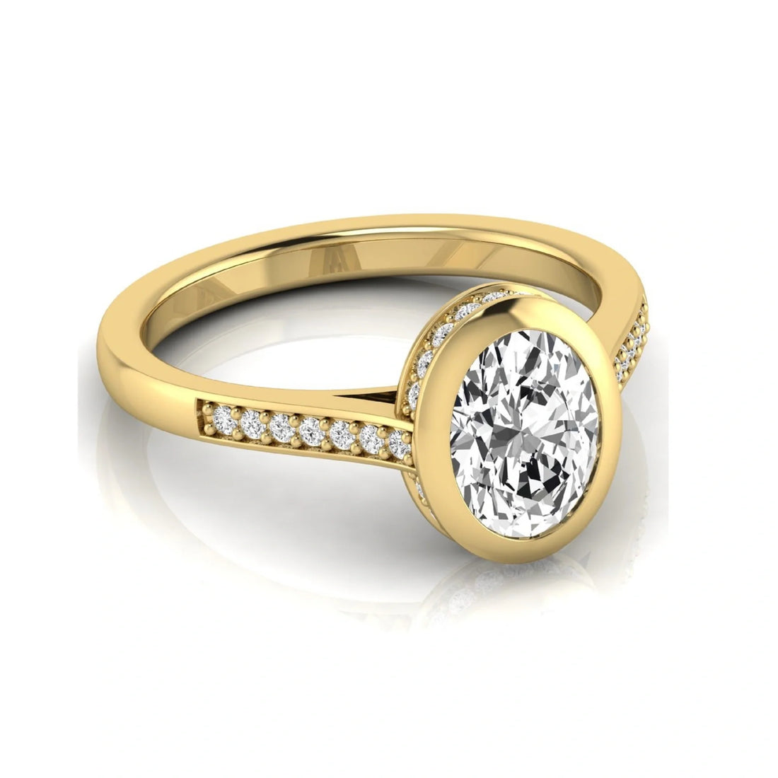 OctaPearl 1 ct Oval Bezel Solitaire Lab Grown Diamond Engagement Ring