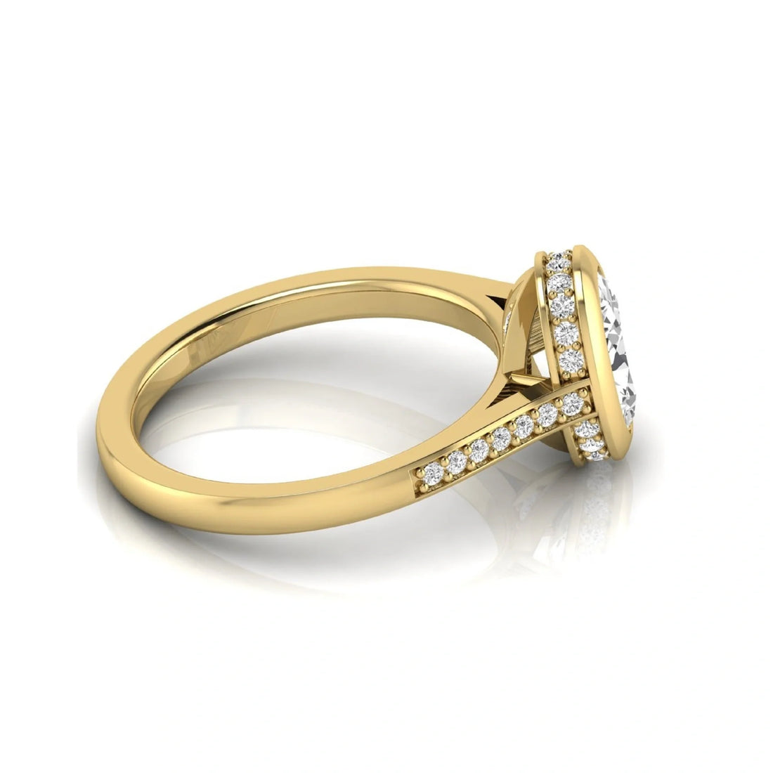 OctaPearl 1 ct Oval Bezel Solitaire Lab Grown Diamond Engagement Ring