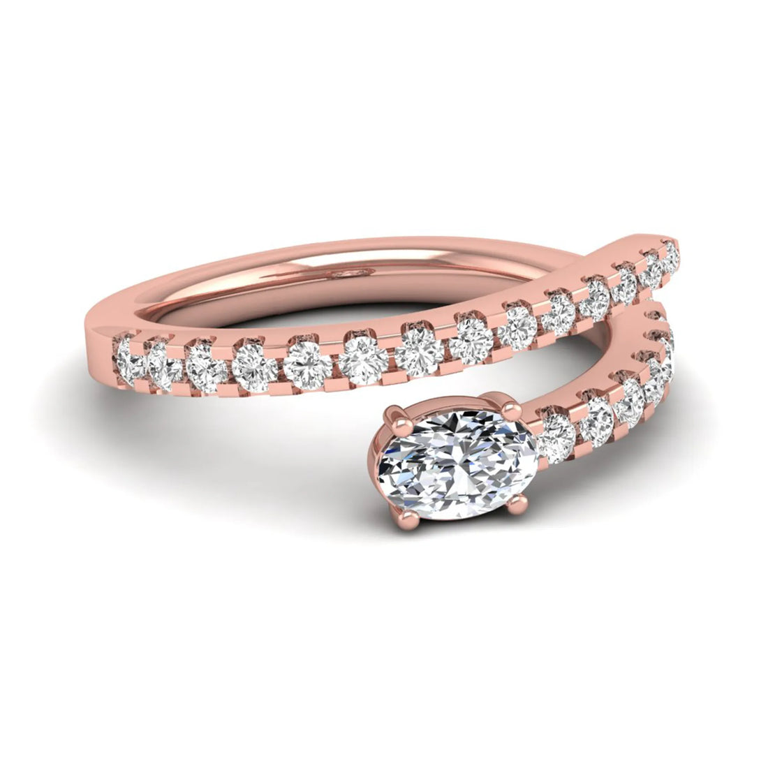 OctaPearl Oval Bypass Pavé Lab Grown Diamond Engagement Ring