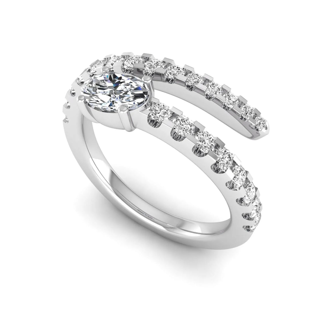 OctaPearl Oval Bypass Pavé Lab Grown Diamond Engagement Ring