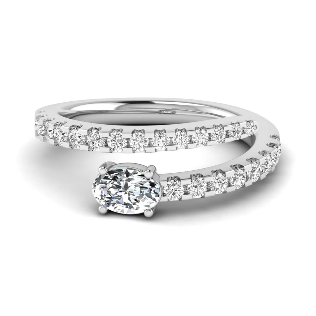 OctaPearl Oval Bypass Pavé Lab Grown Diamond Engagement Ring