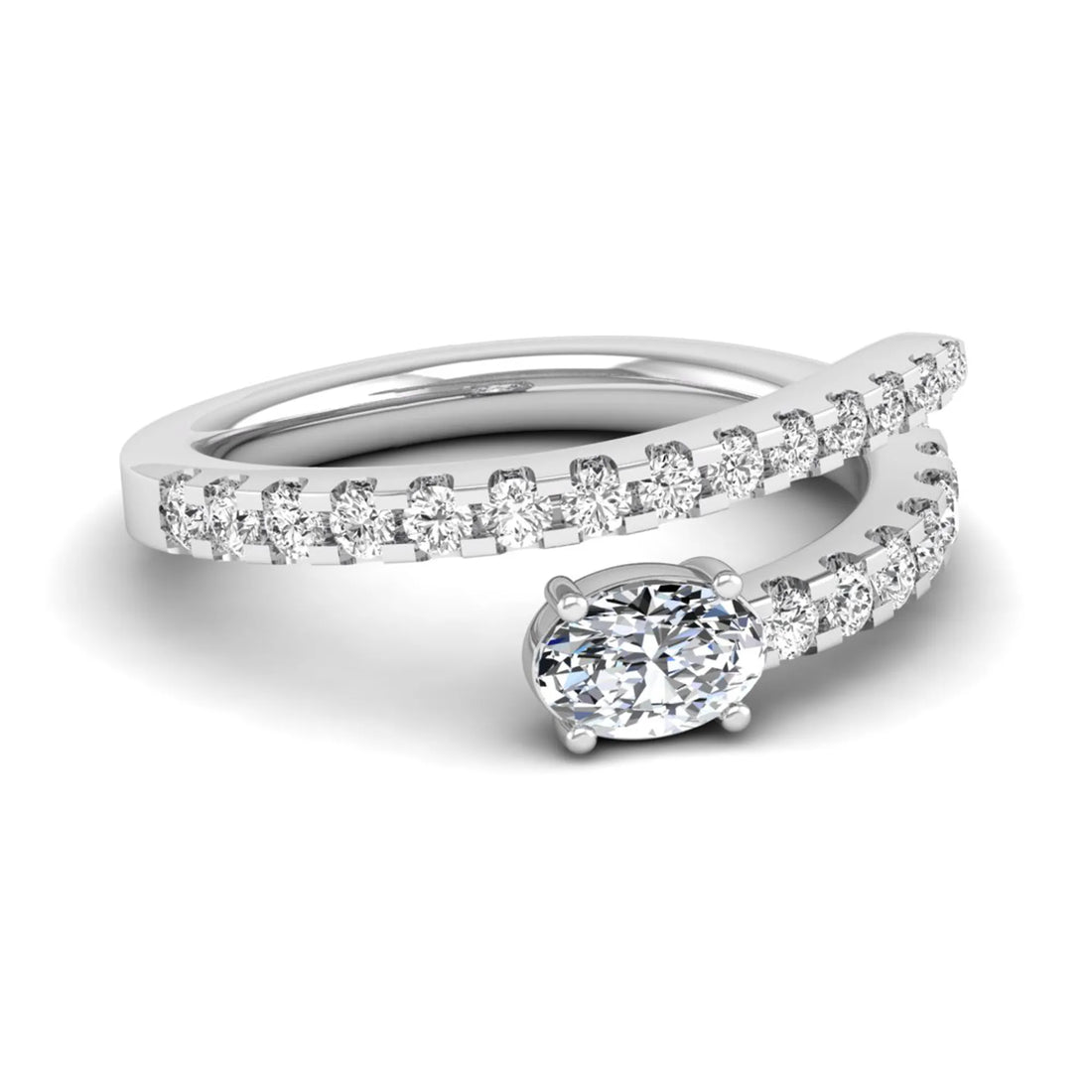 OctaPearl Oval Bypass Pavé Lab Grown Diamond Engagement Ring
