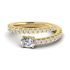 OctaPearl Oval Bypass Pavé Lab Grown Diamond Engagement Ring