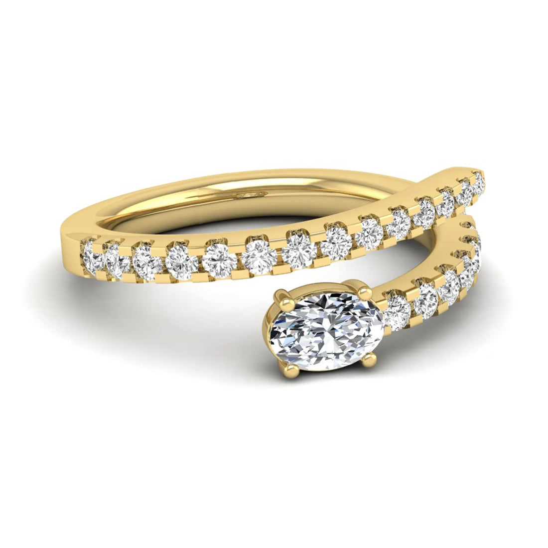 OctaPearl Oval Bypass Pavé Lab Grown Diamond Engagement Ring
