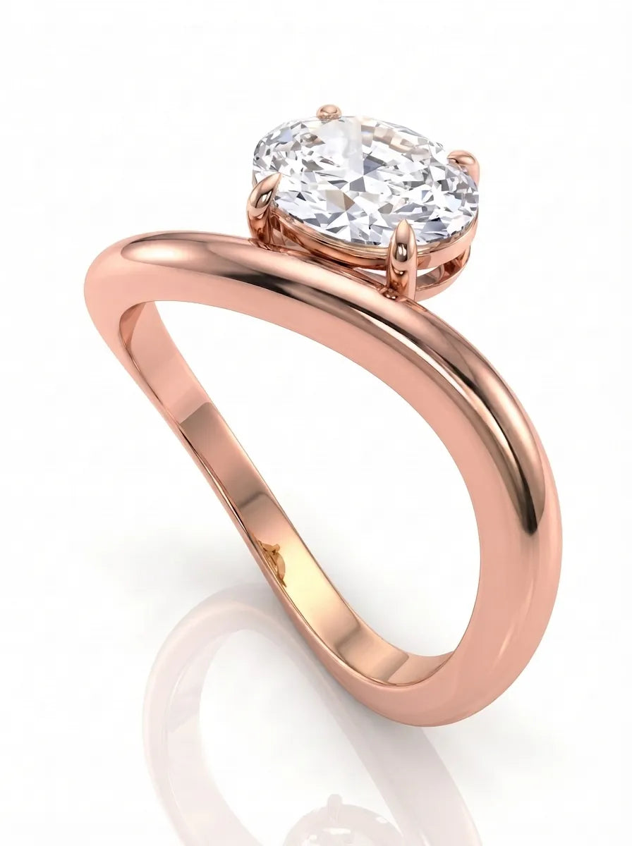OctaPearl 1 ct Oval Curved Solitaire Lab Grown Diamond Engagement Ring