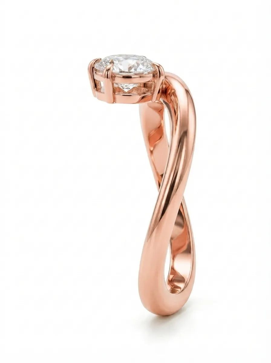 OctaPearl 1 ct Oval Curved Solitaire Lab Grown Diamond Engagement Ring