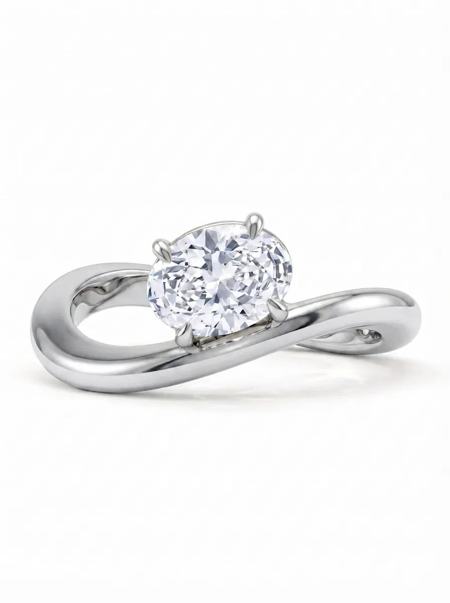 OctaPearl 1 ct Oval Curved Solitaire Lab Grown Diamond Engagement Ring