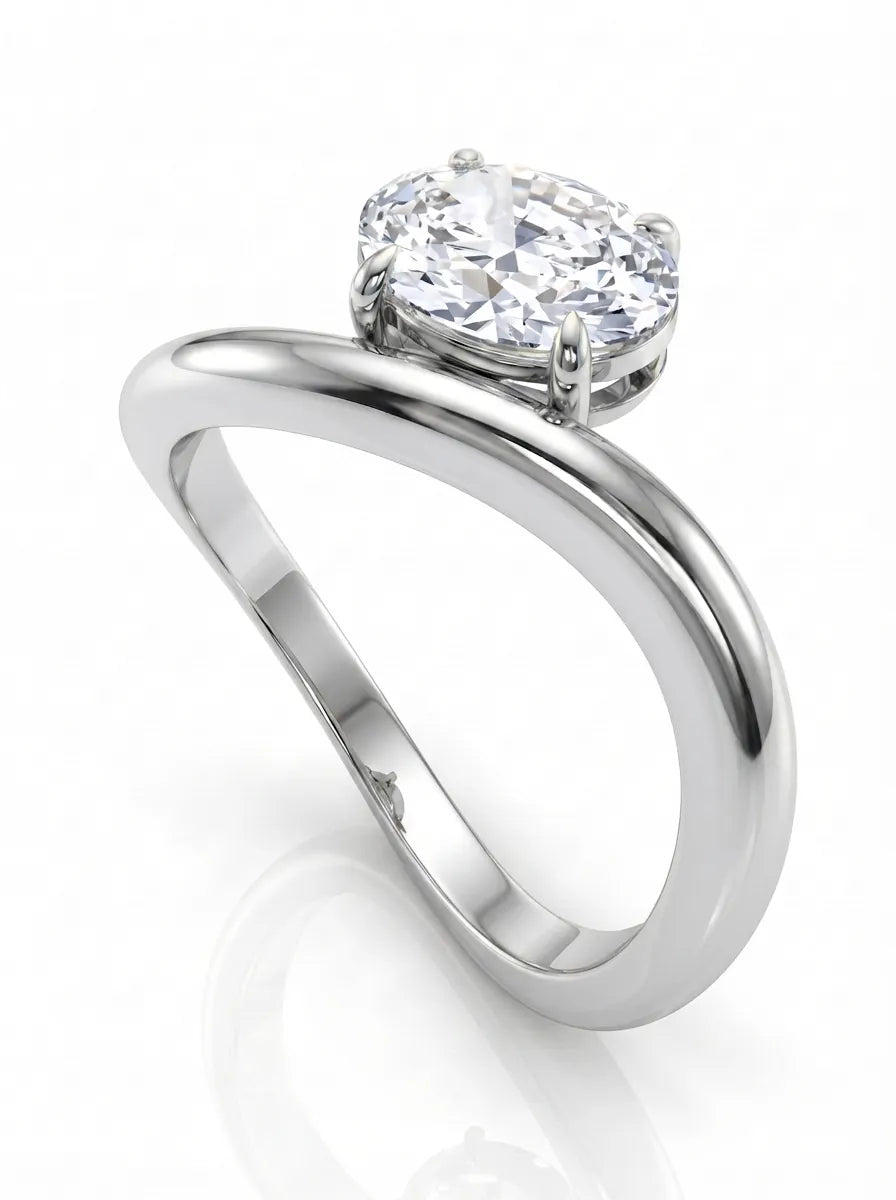 OctaPearl 1 ct Oval Curved Solitaire Lab Grown Diamond Engagement Ring