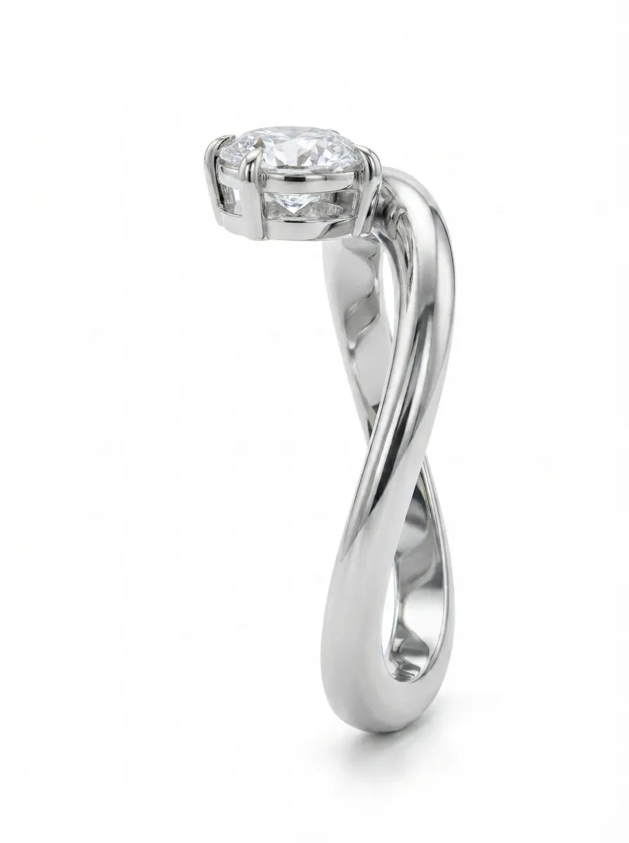 OctaPearl 1 ct Oval Curved Solitaire Lab Grown Diamond Engagement Ring