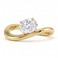 OctaPearl 1 ct Oval Curved Solitaire Lab Grown Diamond Engagement Ring