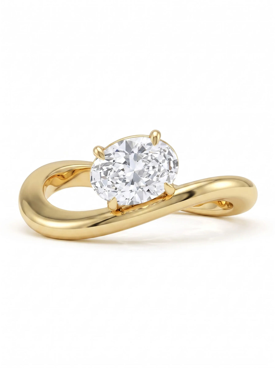 OctaPearl 1 ct Oval Curved Solitaire Lab Grown Diamond Engagement Ring