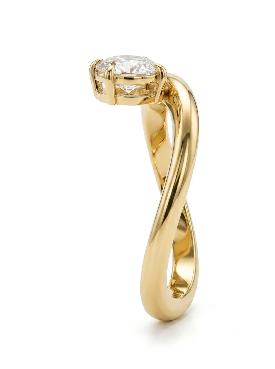 OctaPearl 1 ct Oval Curved Solitaire Lab Grown Diamond Engagement Ring