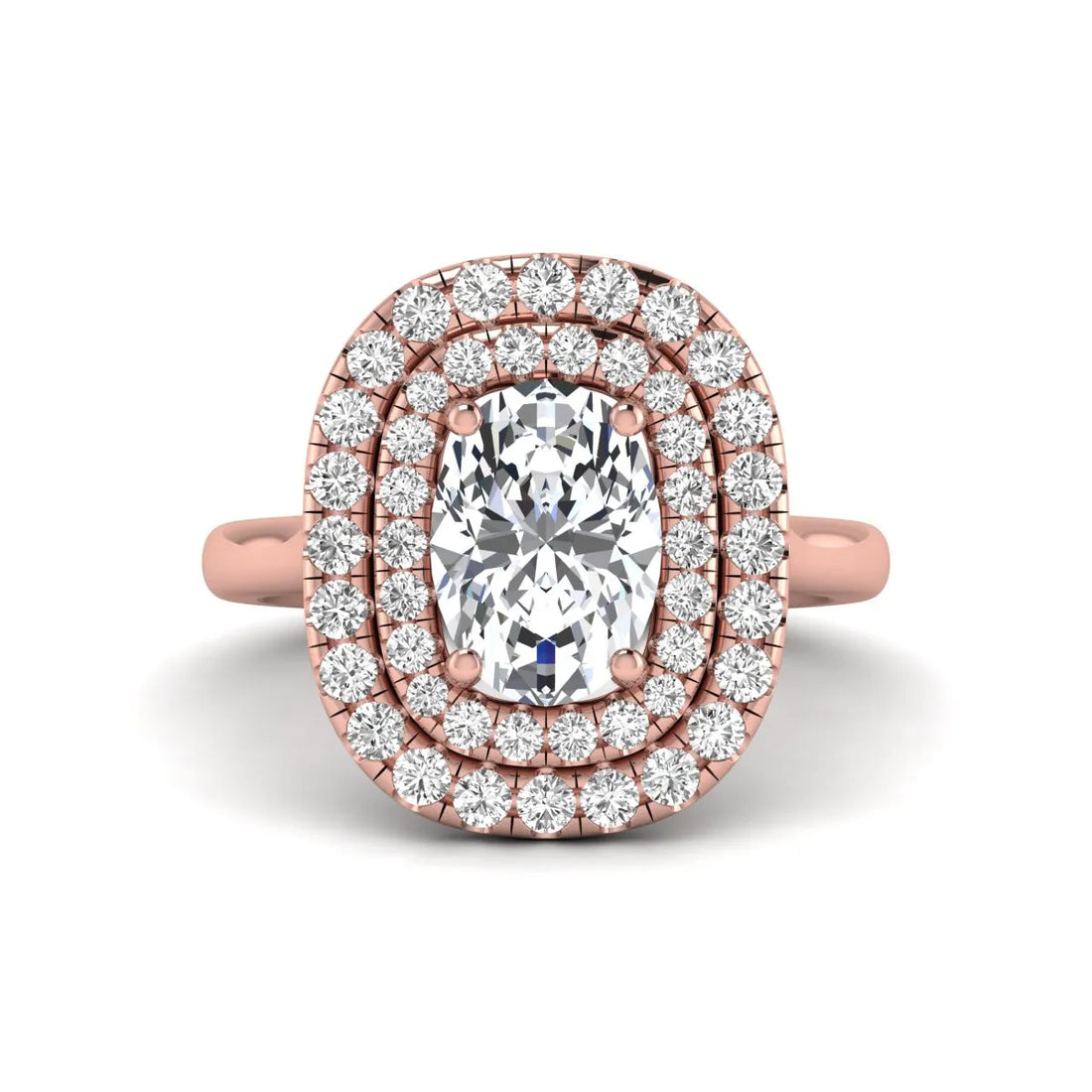 OctaPearl 2.5 ct Oval Cut Double Halo Lab Grown Diamond Engagement Ring