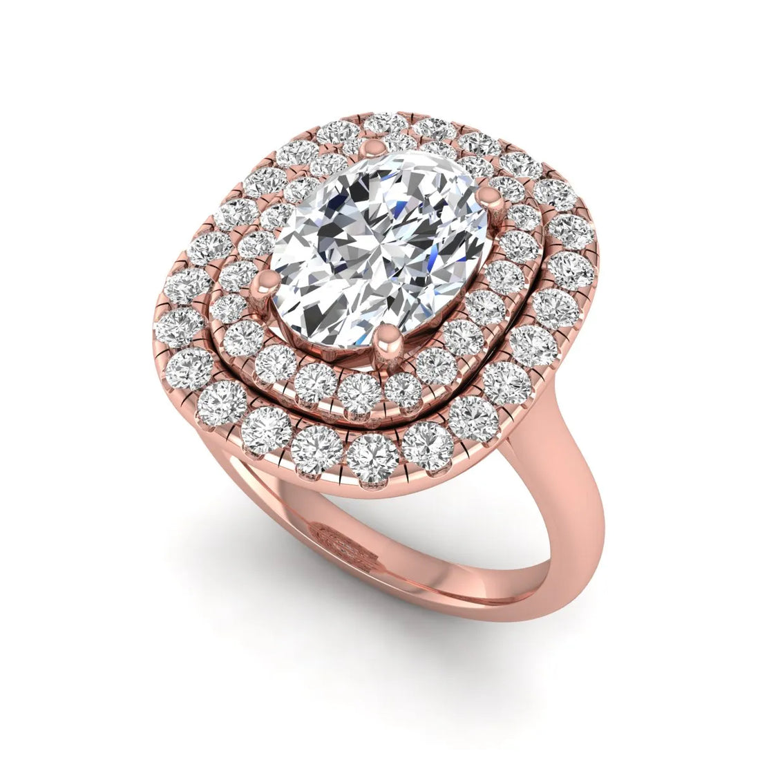OctaPearl 2.5 ct Oval Cut Double Halo Lab Grown Diamond Engagement Ring