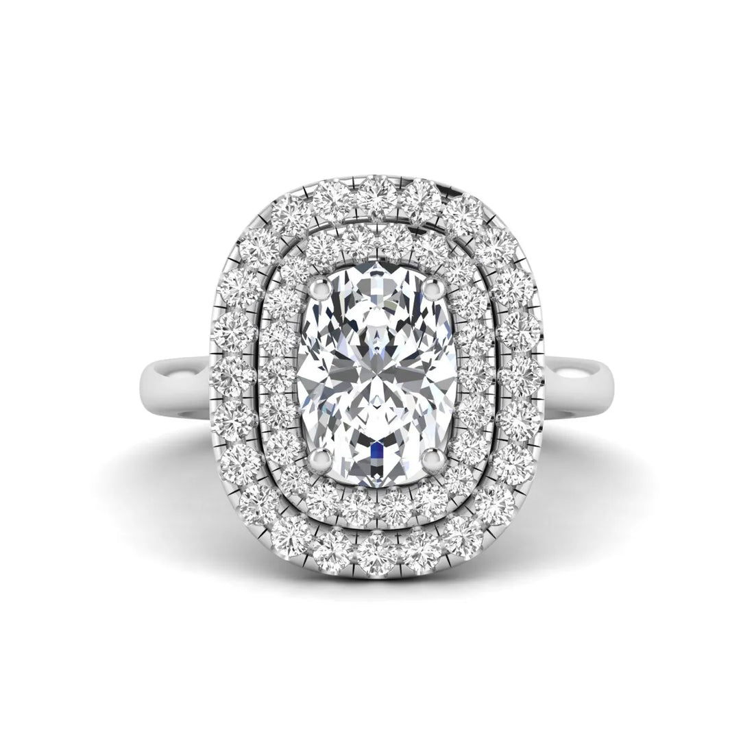 OctaPearl 2.5 ct Oval Cut Double Halo Lab Grown Diamond Engagement Ring