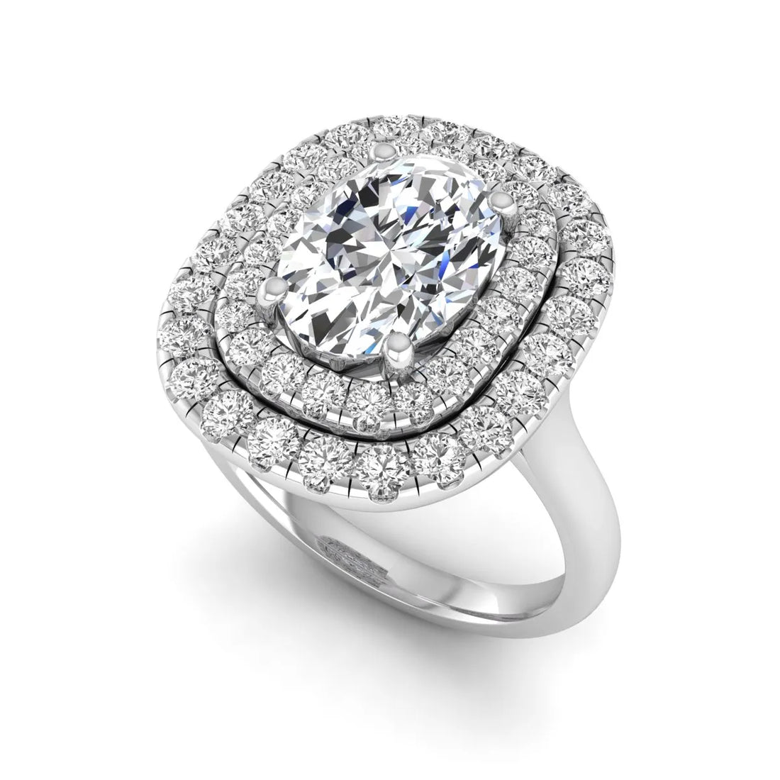 OctaPearl 2.5 ct Oval Cut Double Halo Lab Grown Diamond Engagement Ring
