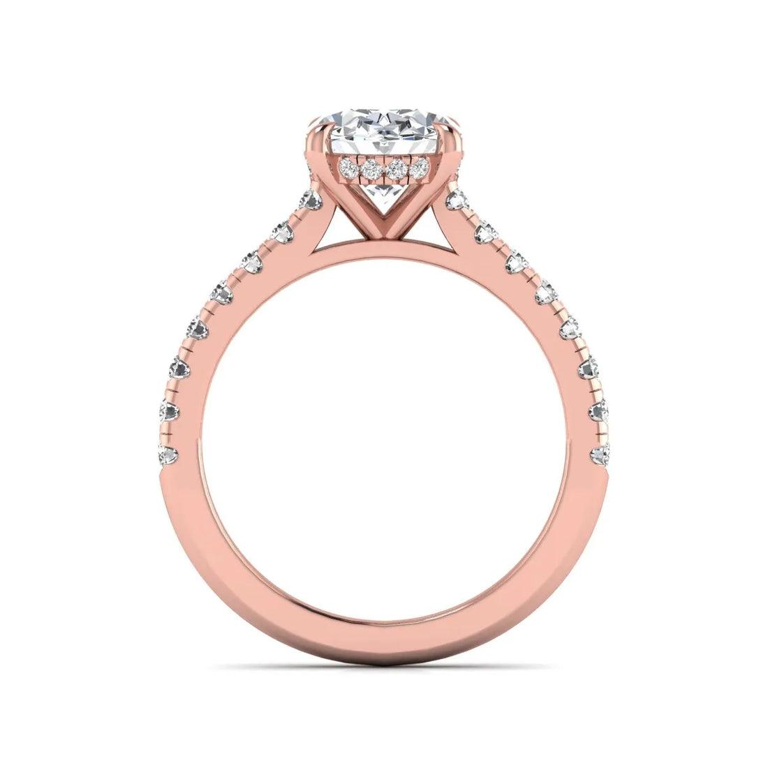 OctaPearl 2 ct Oval Cut Hidden Halo Solitaire Accent Lab Grown Diamond Engagement Ring