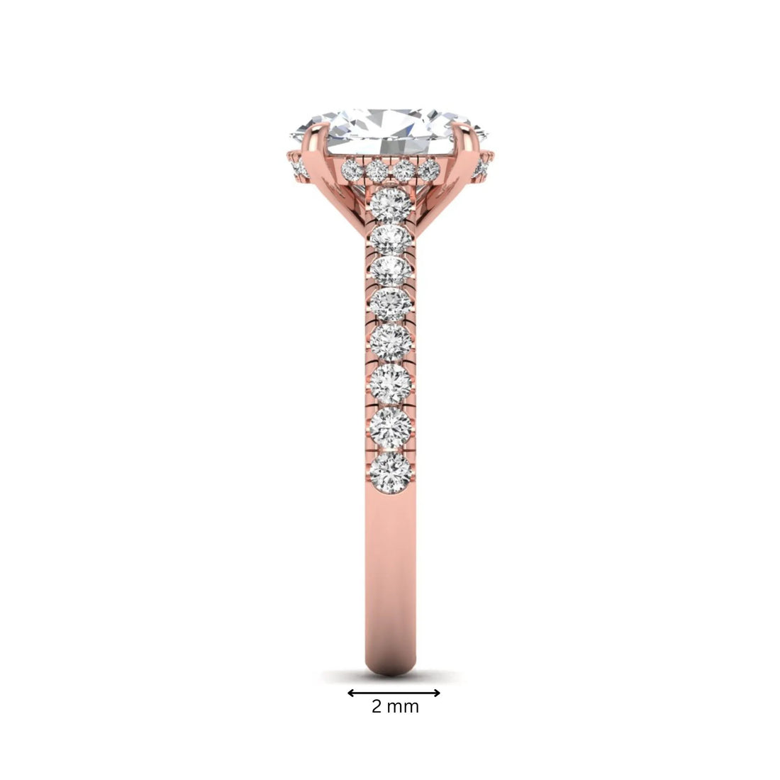 OctaPearl 2 ct Oval Cut Hidden Halo Solitaire Accent Lab Grown Diamond Engagement Ring
