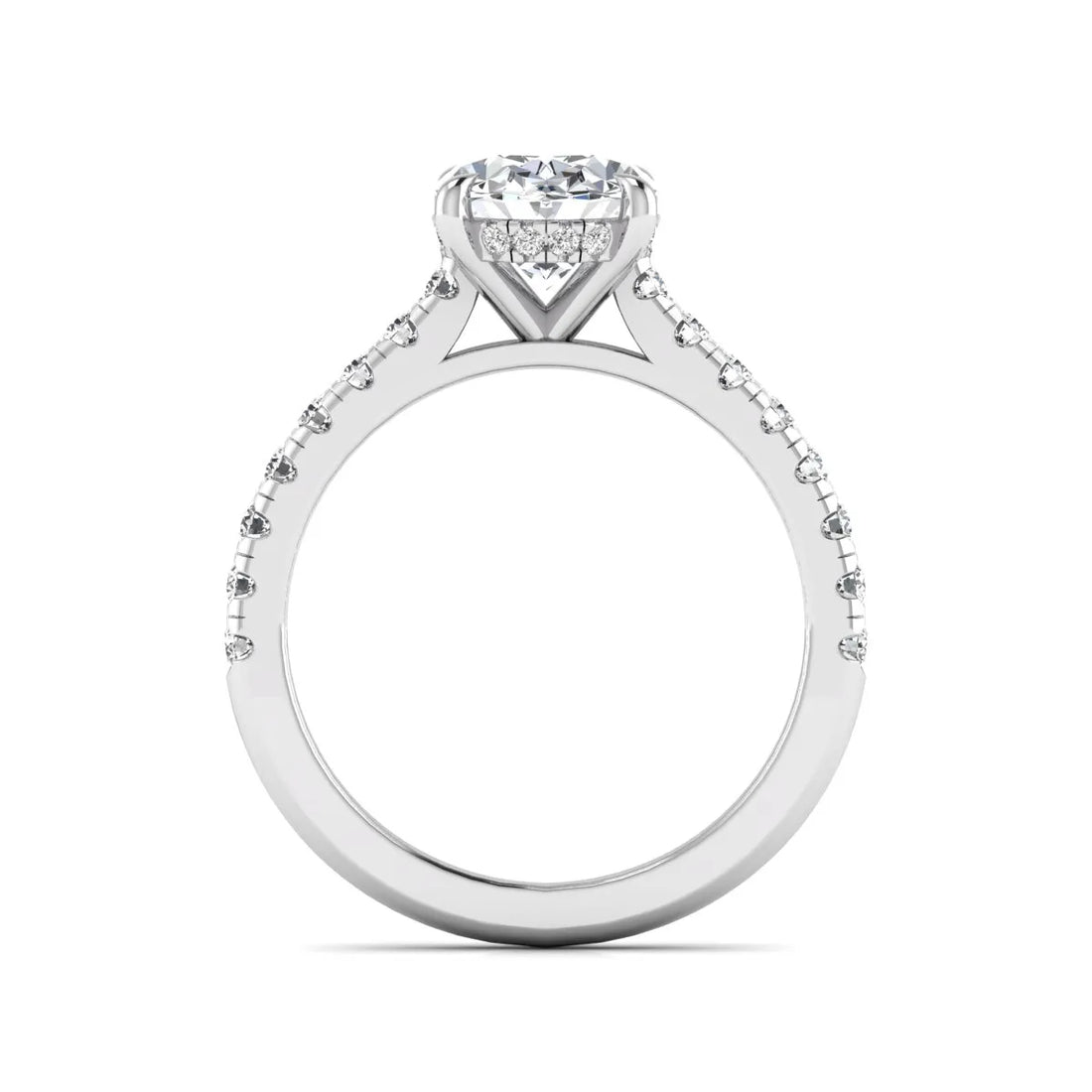 OctaPearl 2 ct Oval Cut Hidden Halo Solitaire Accent Lab Grown Diamond Engagement Ring