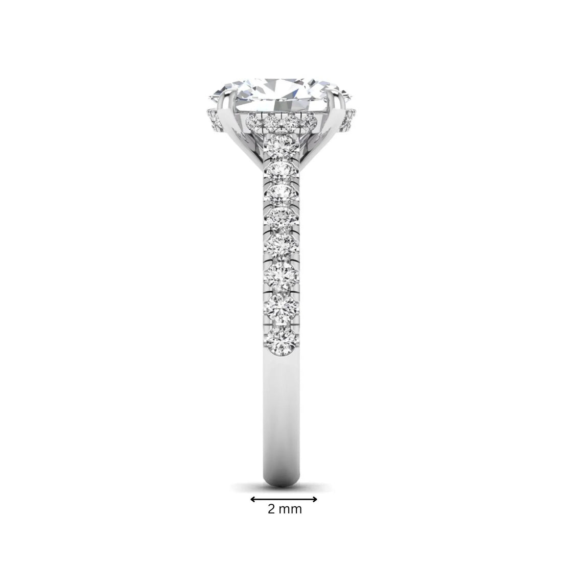 OctaPearl 2 ct Oval Cut Hidden Halo Solitaire Accent Lab Grown Diamond Engagement Ring