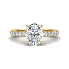 OctaPearl 2 ct Oval Cut Hidden Halo Solitaire Accent Lab Grown Diamond Engagement Ring