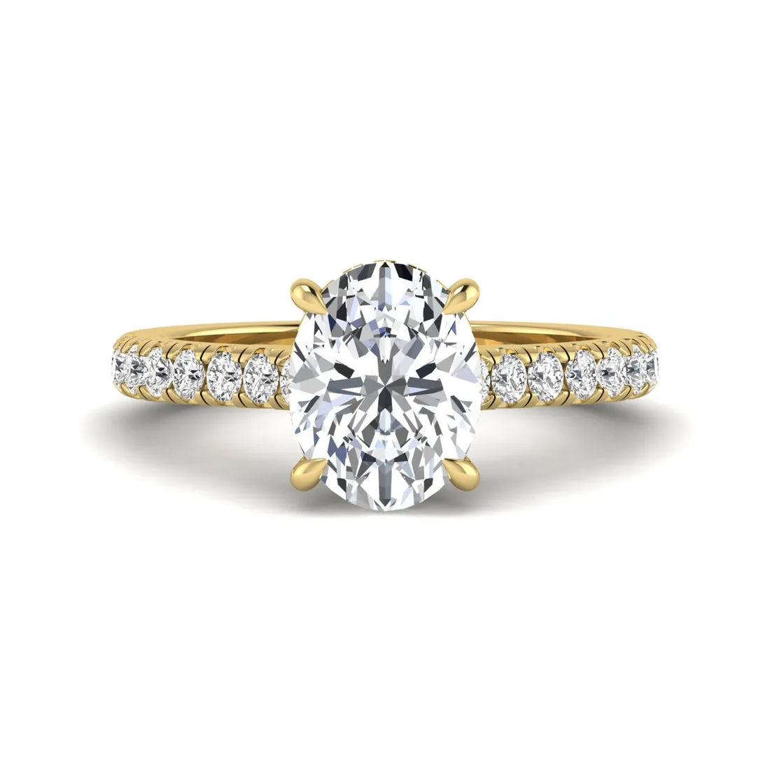 OctaPearl 2 ct Oval Cut Hidden Halo Solitaire Accent Lab Grown Diamond Engagement Ring