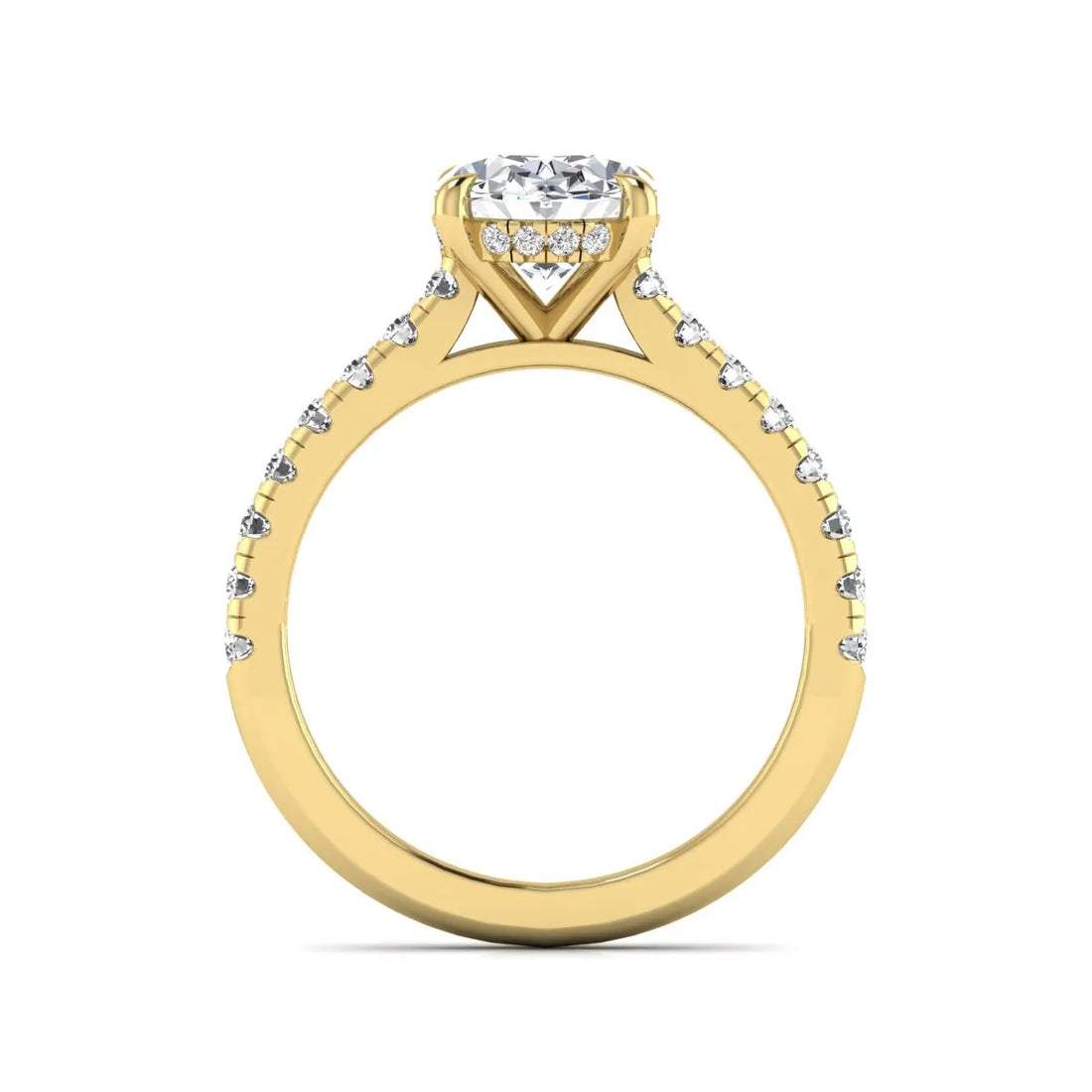 OctaPearl 2 ct Oval Cut Hidden Halo Solitaire Accent Lab Grown Diamond Engagement Ring