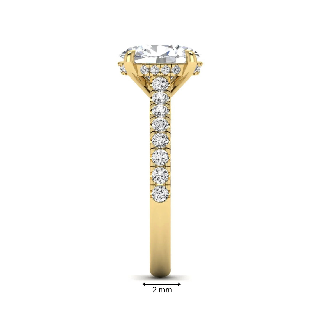 OctaPearl 2 ct Oval Cut Hidden Halo Solitaire Accent Lab Grown Diamond Engagement Ring