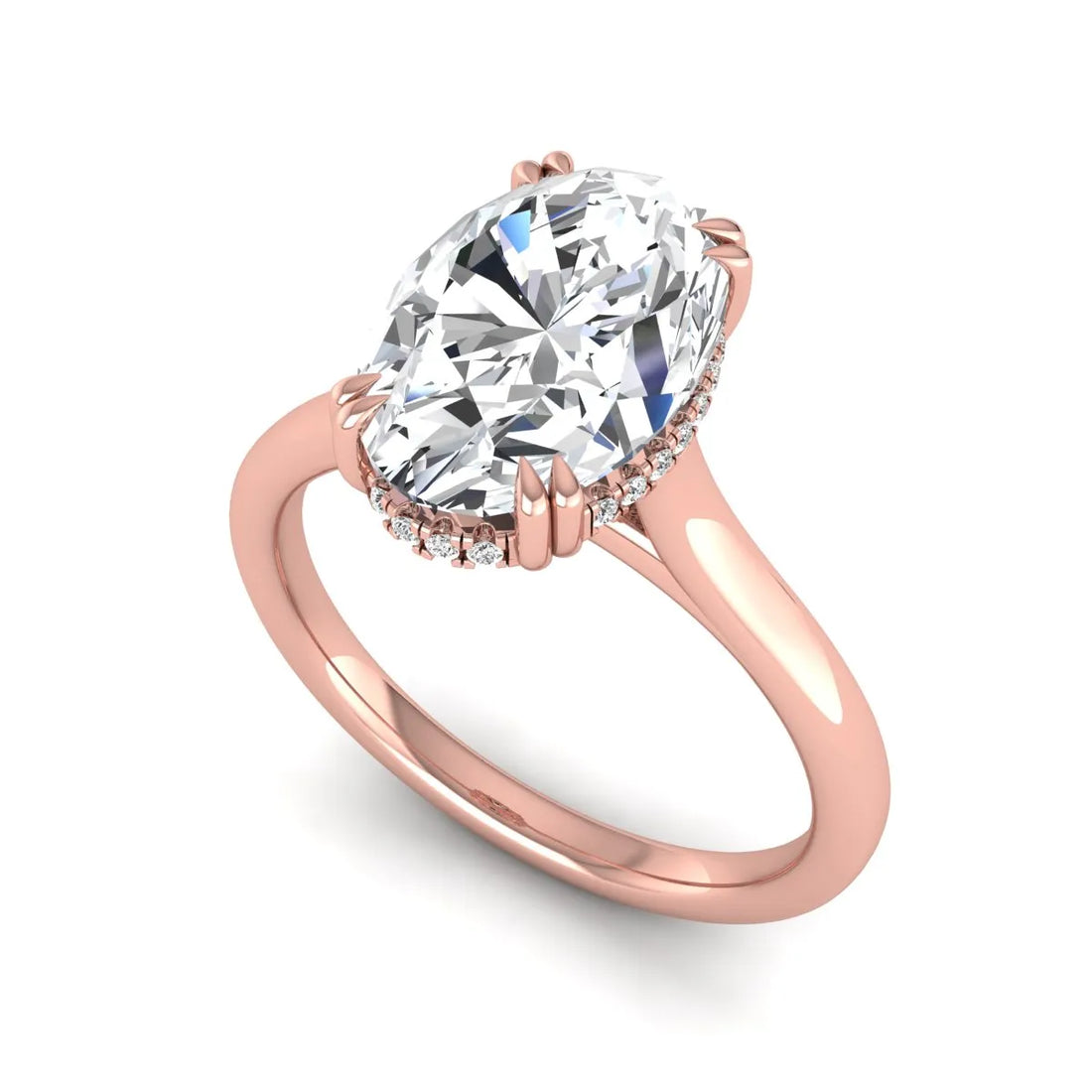 OctaPearl 3 ct Oval Cut Hidden Halo Lab Grown Diamond Engagement Ring