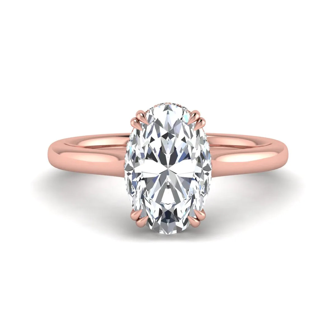 OctaPearl 3 ct Oval Cut Hidden Halo Lab Grown Diamond Engagement Ring