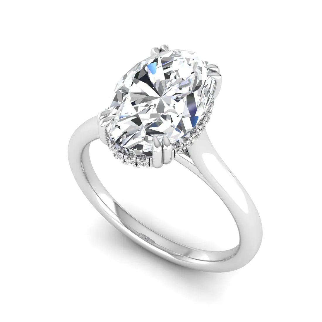 OctaPearl 3 ct Oval Cut Hidden Halo Lab Grown Diamond Engagement Ring