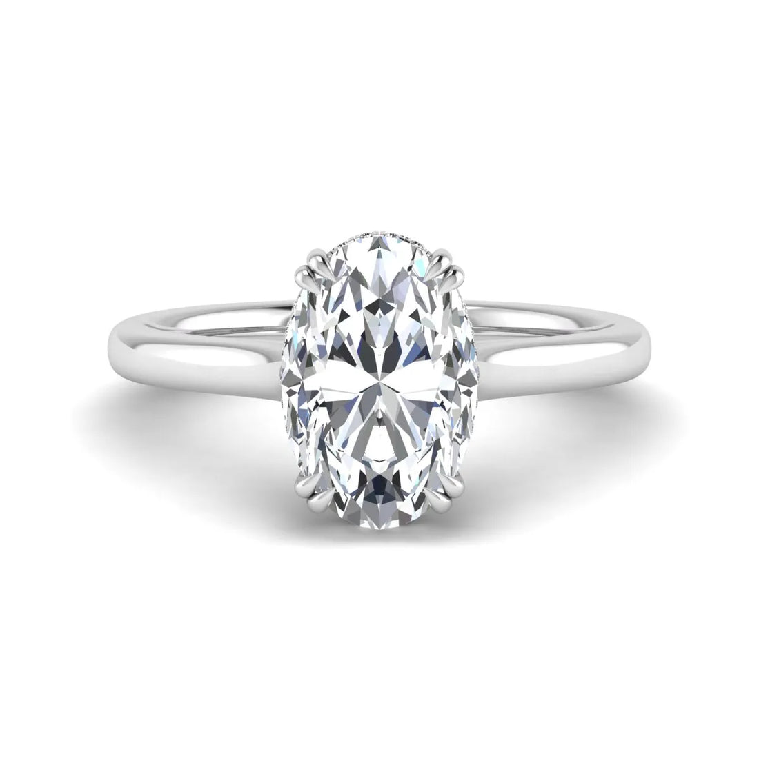 OctaPearl 3 ct Oval Cut Hidden Halo Lab Grown Diamond Engagement Ring