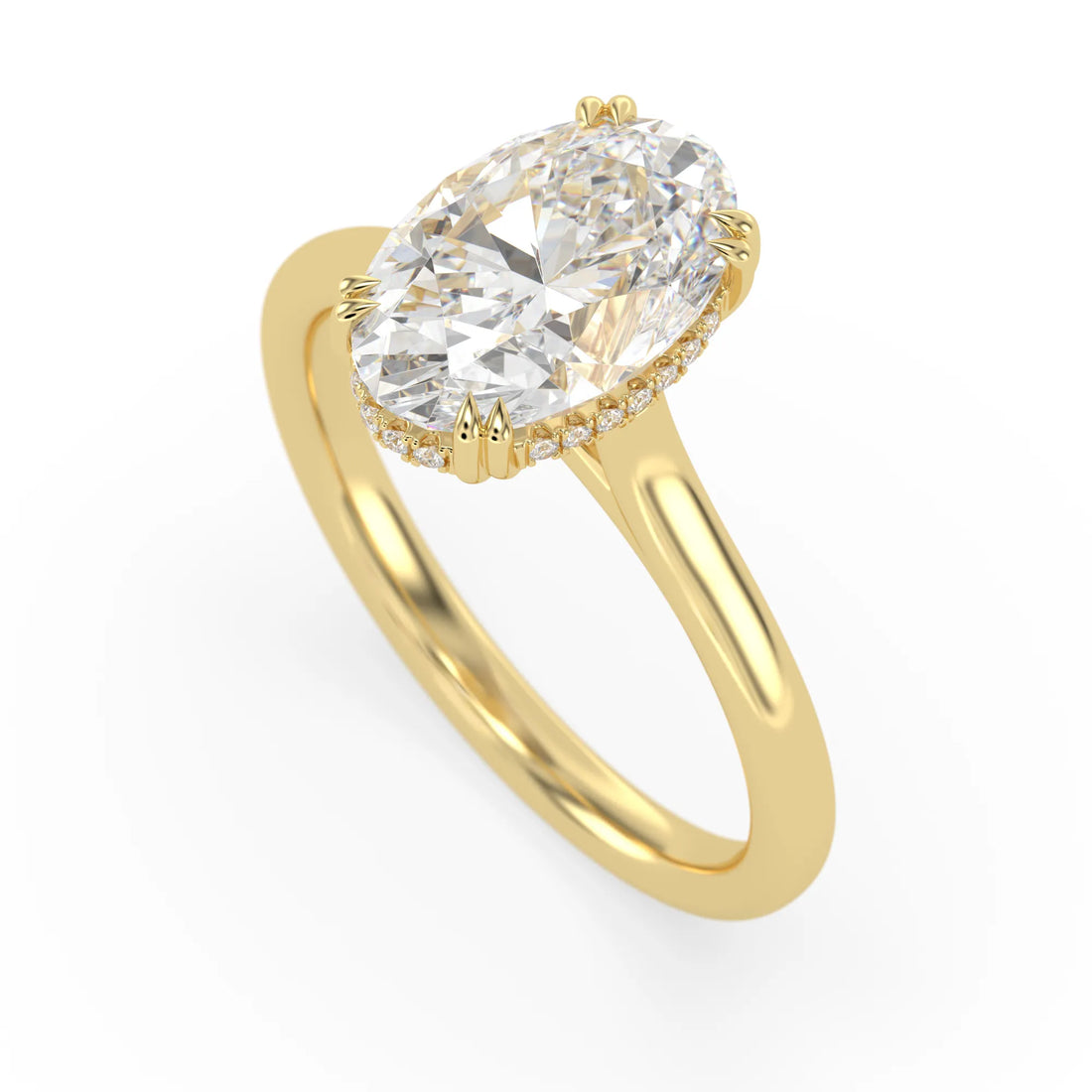 OctaPearl 3 ct Oval Cut Hidden Halo Lab Grown Diamond Engagement Ring